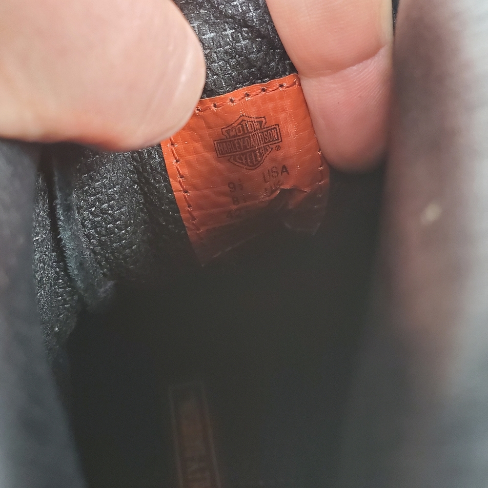 Harley Davidson Classic Black Leather Metal Logo Lace Up Motorcycle Boots - Picture 9 of 9